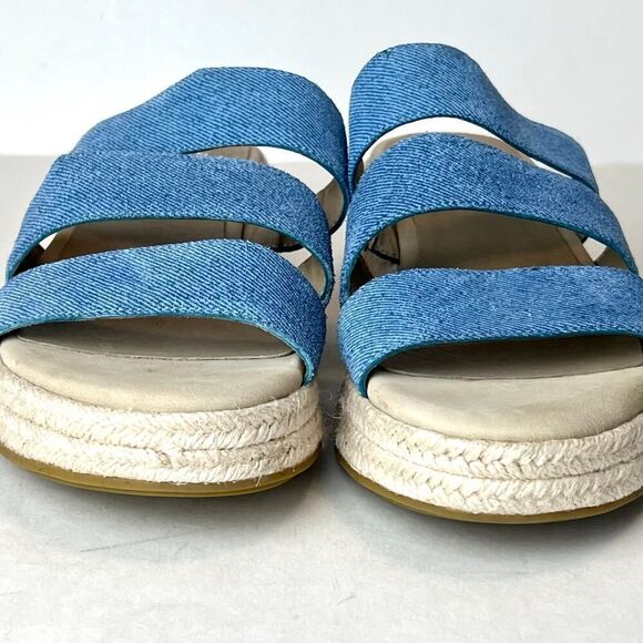Eileen Fisher Mayla Denim Espadrille Sandals Blue Sz 9 - Picture 2 of 9